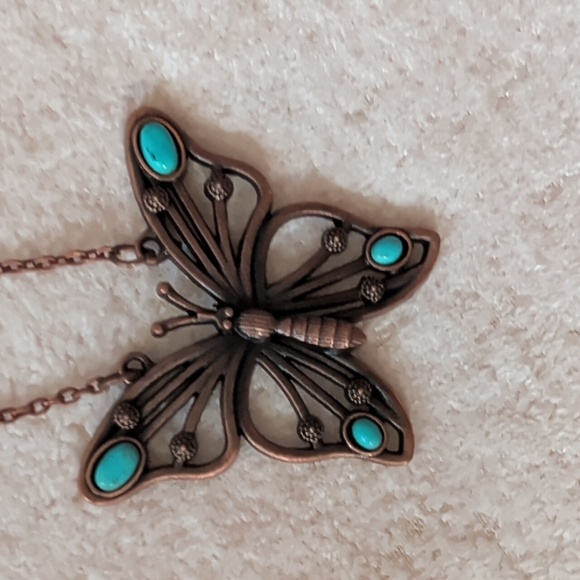 Paparazzi Butterfly Turquoise Necklace And Earrings Set New - Picture 2 of 3